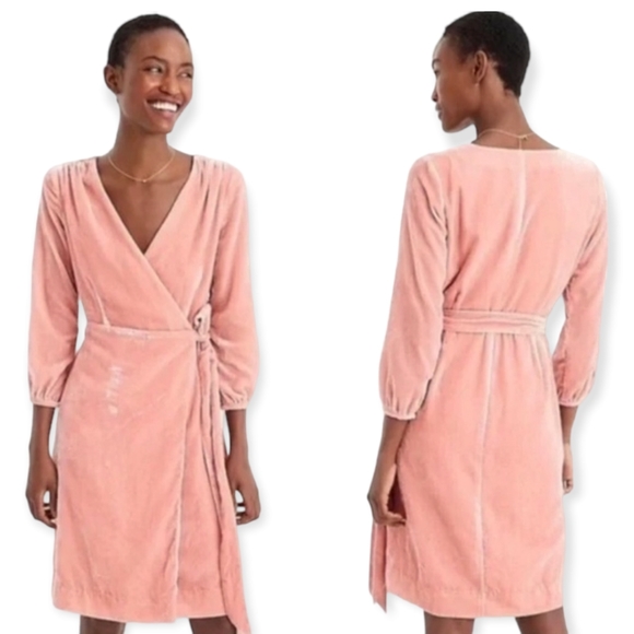 J. Crew Dresses & Skirts - J. Crew Pink Velvet Wrap Dress